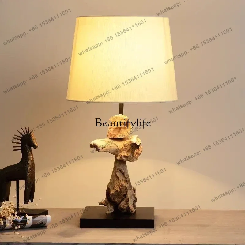Sandy Wind Solid Wood Decorative Ornament Weathered Wood Art Creative Table Light Hotel Bedroom Atmosphere GlowSSS