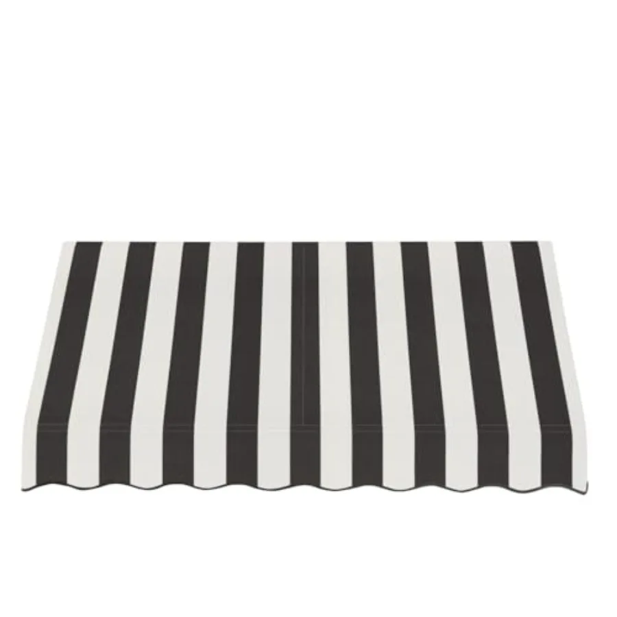 6' San Francisco Closed-sided Fixed Awning for Outdoor Patio Use, Polyester Fabric with Black/white Stripe Pattern, UV-resistan
