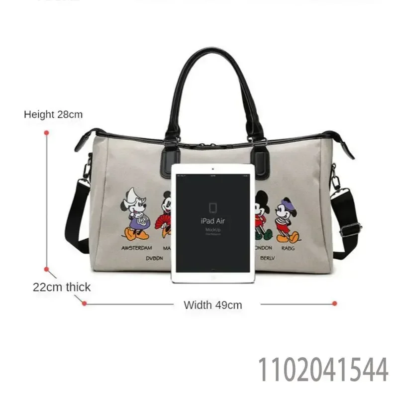 Disney Canvas Large Capacity Travel Bag for Women Kawaii Mickey Mouse Carry on Luggage Portable Luxury Designer Duffle Bag