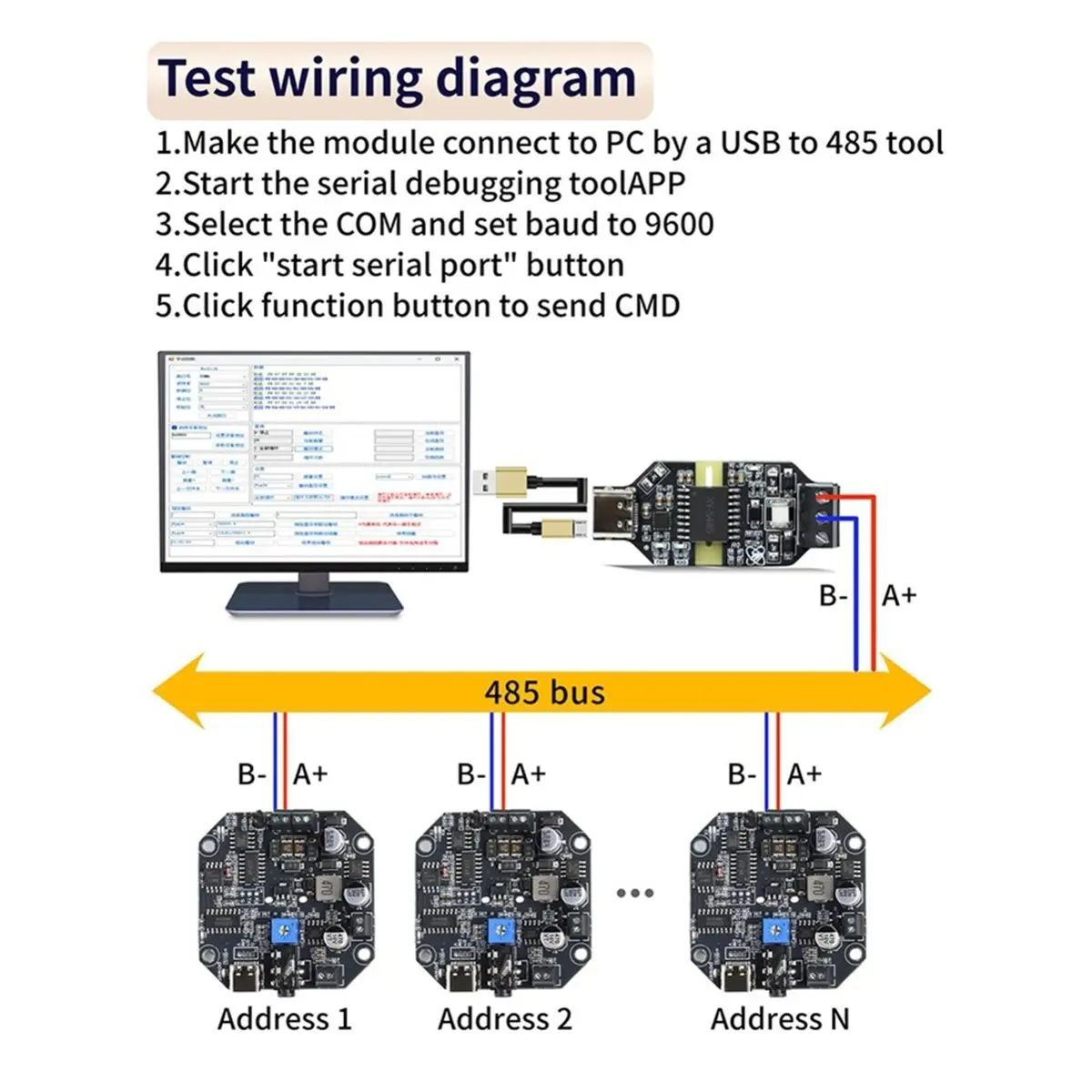 (A01R] 20W Voice MP3 Playback Control Module Audio Playback Board RS485 Serial Port Voice Prompter -B20F-485 Terminal Version