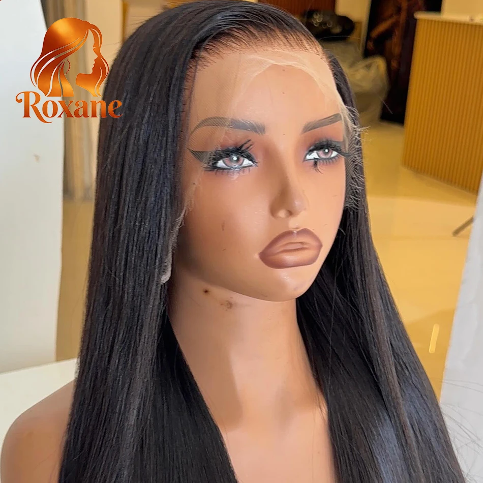 

Парик из натуральных волос Roxane Straight, 13X6 HD Lace Frontal Wig, 30-40 дюймов, 13X4 бразильский предварительно сформированный фронтальный парик для женщин, плотность 220%