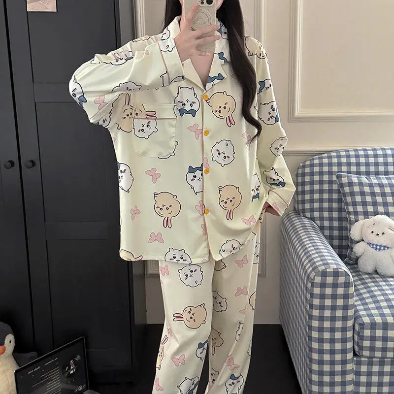 pijamas-fofos-chiikawa-para-mulheres-conjunto-de-pijamas-de-manga-longa-e-calcas-longas-para-primavera-e-outono