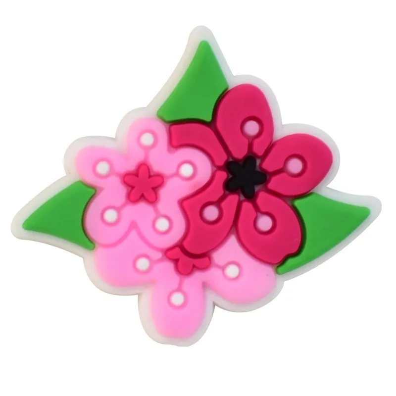 Cute Pink Flower Shoe Charms for Crocs Pin Accessories Decoration Bracelet Wristband PVC Pin Women Party Gift image 6