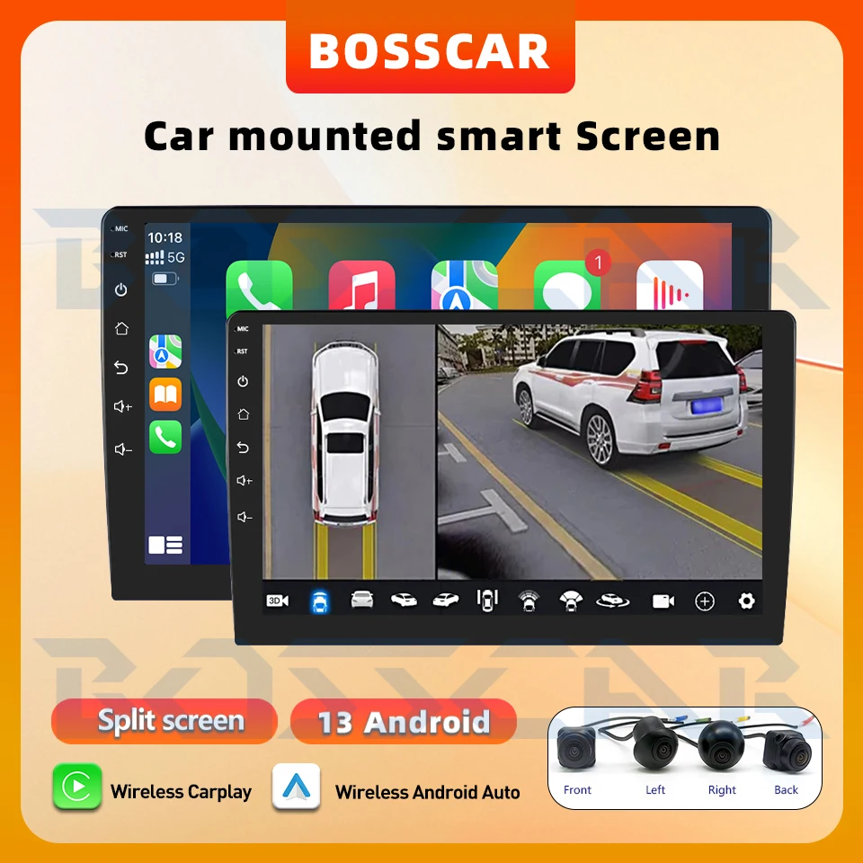 2G 32G Octa Core Android14 Car Radio Wireless Carplay And Android Auto 2 din Multimedia Player 360 Panoramic Camera System