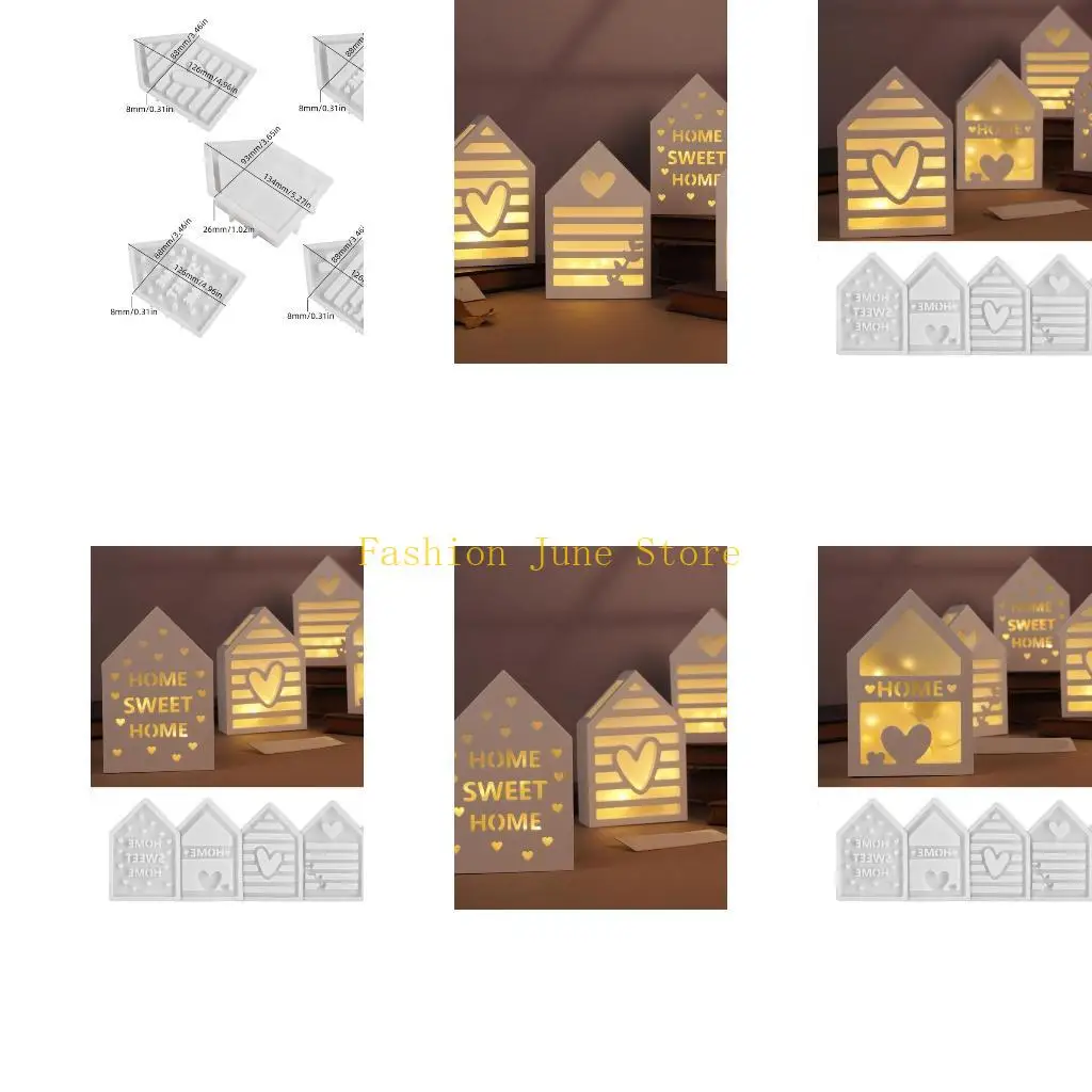 

N5KA Силиконовая плесень Дом Держатель Подсвечник Попущные шаблоны Силиконовая текстура, подходящая для орнамента ремесленных