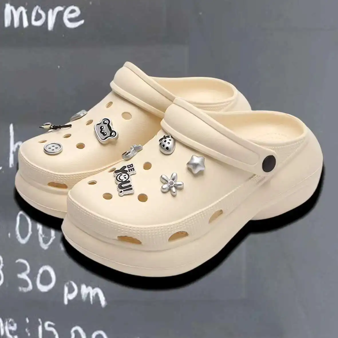 

Garden Shoes Women Beach Sandals Heightening Slippers Women's Summer Outdoor Indoor Dual Wear Fashionable Clog Shoes