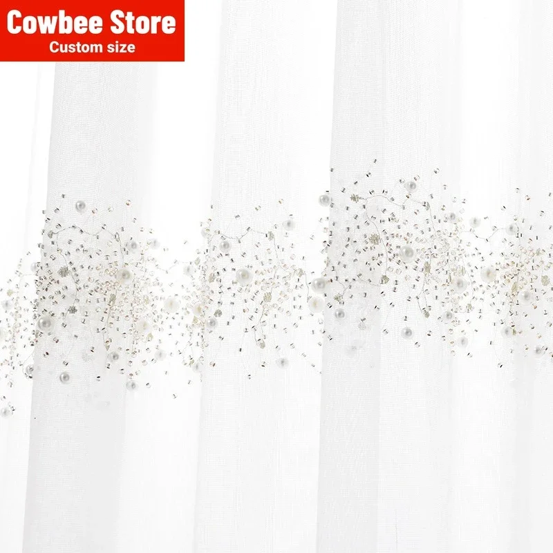 

Nordic French bay window villa window screen curtain European luxury modern American curtains for living room bedroom dining