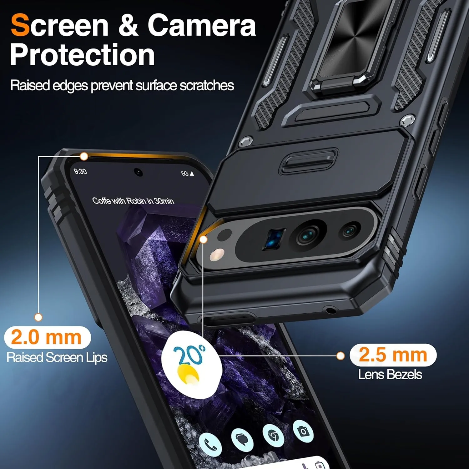 Case For Google Pixel 10 Pro XL 9A 8 Pro Pixel 7 Pro Slide Lens Protective Full Rugged Military Grade Kickstand Shockproof Cover