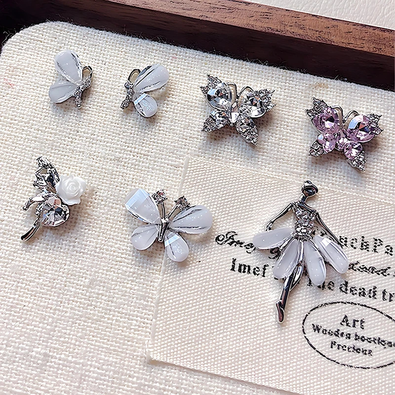 

5PCS 3D Crystal Nail Art Butterfly Charms Luxury Alloy Jewelry Parts Accessories For Nails Decoration Manicure Supplies Material