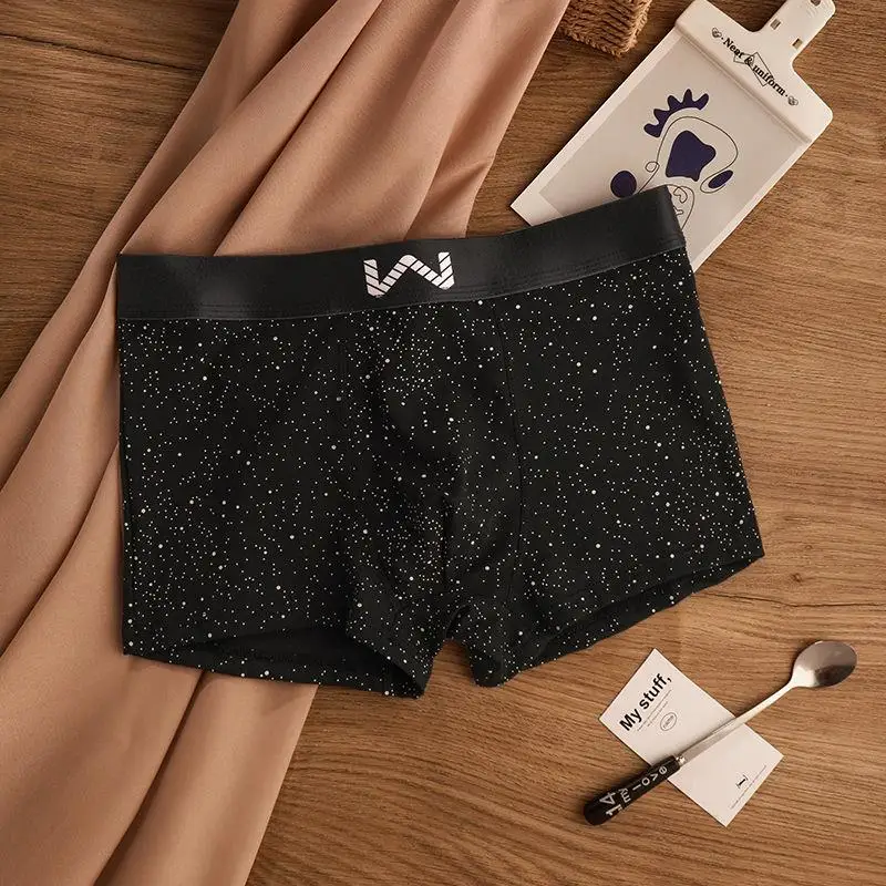 

Men's Breathable Cotton Boxer Shorts Youth Fashion Sports Briefs Personalized Starry Design Comfortable Underwear
