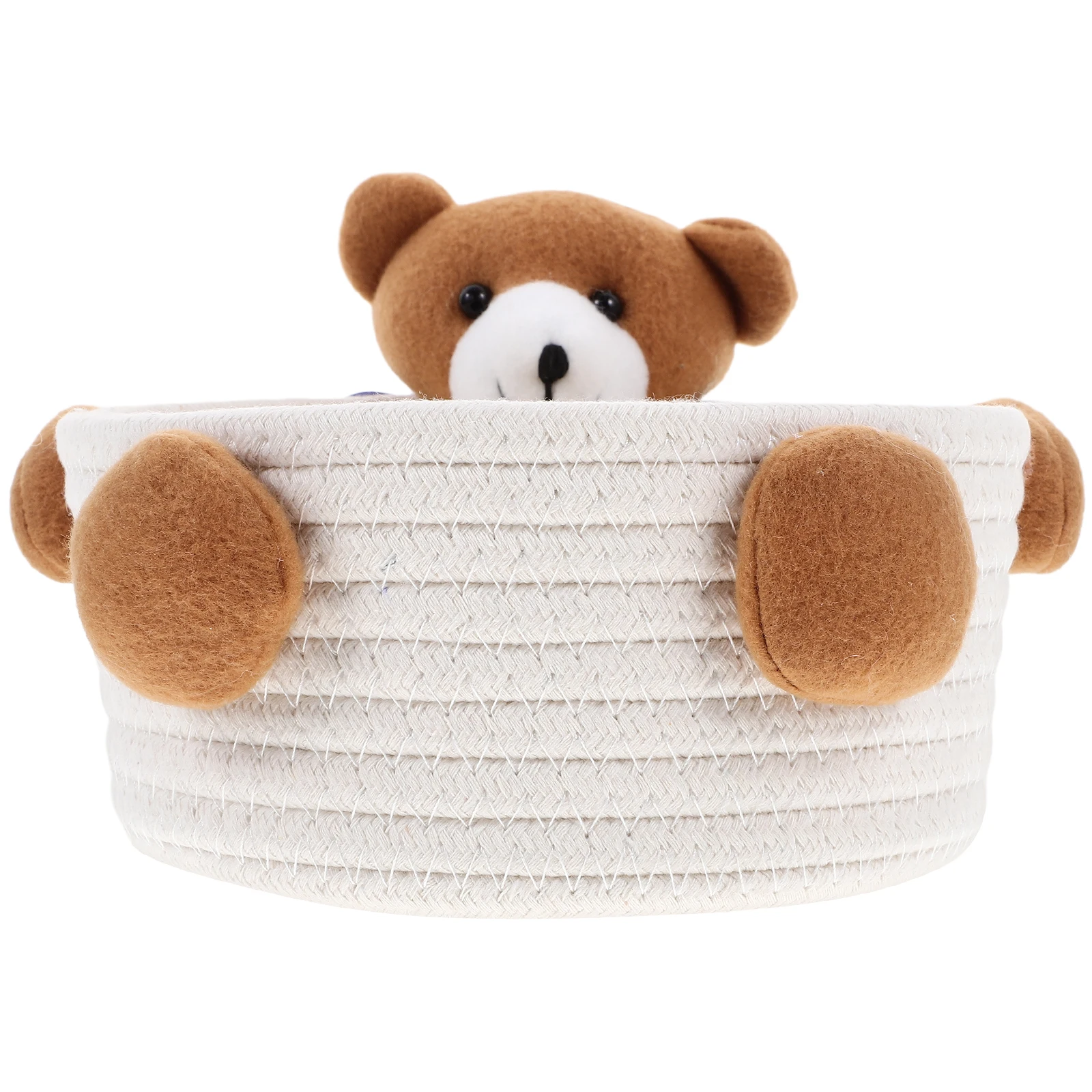 

Cotton Rope Woven Storage Basket Large Cartoon Bear Decorative Baskets Shelves Organizer Snacks Cosmetics Storage Easy Clean