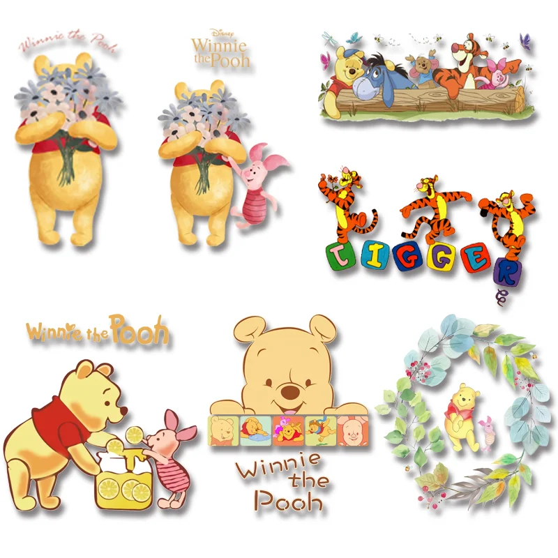 Children's Cartoon Winnie The Pooh Cute Winnie And His Friend Image Ironing Patches Transfer On The Clothes Garment Accessory