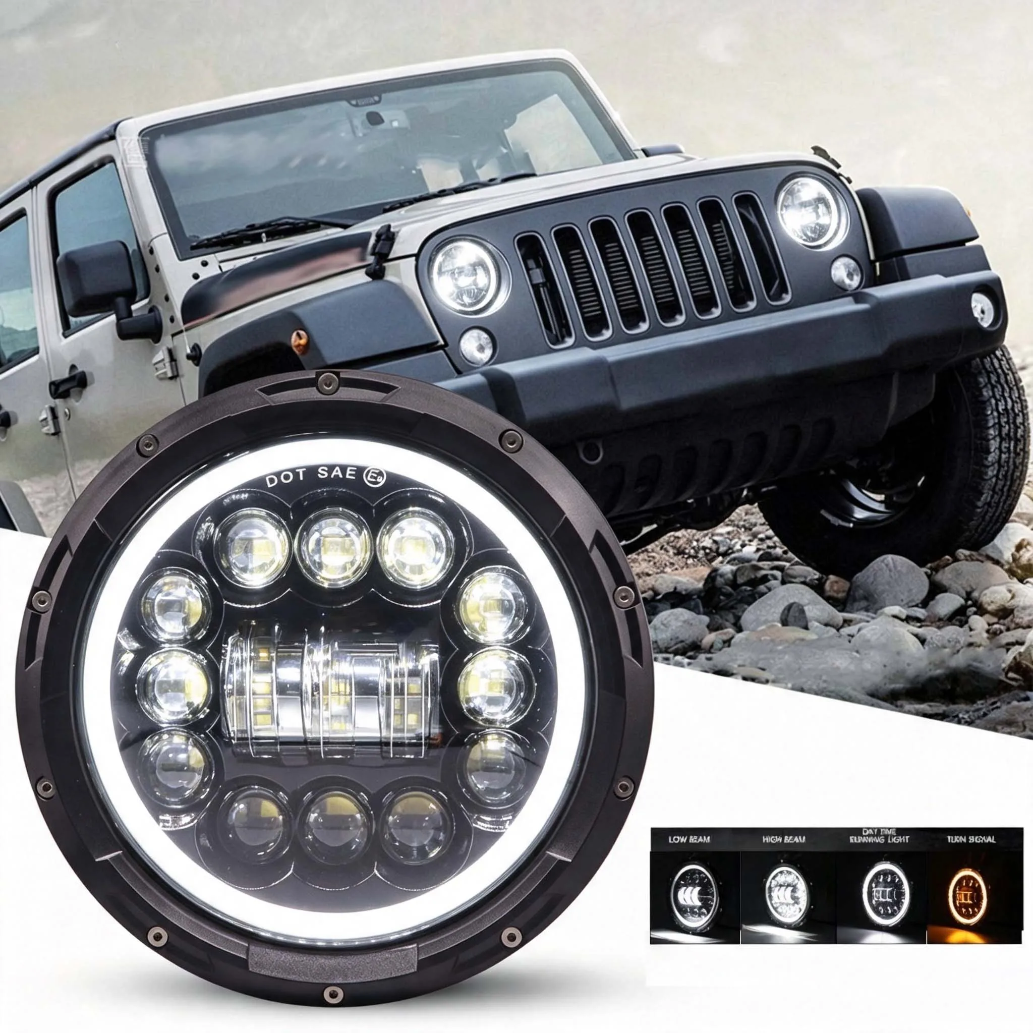 Universal 7 Inch Round LED Auto Headlight for Harley Honda Yamaha Hummer Jeep Lada Niva Headlamp Led Motorcycle Headlight