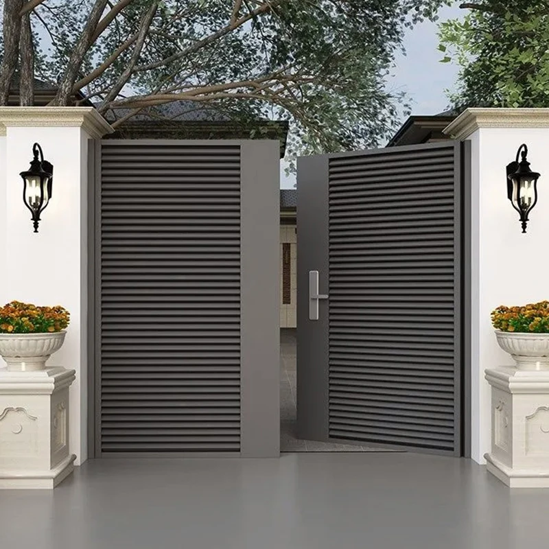 Modern Simple Style Courtyard Security Door Aluminum Alloy Sliding Garden Door for Rural Self-built Aluminum Art Courtyard Door