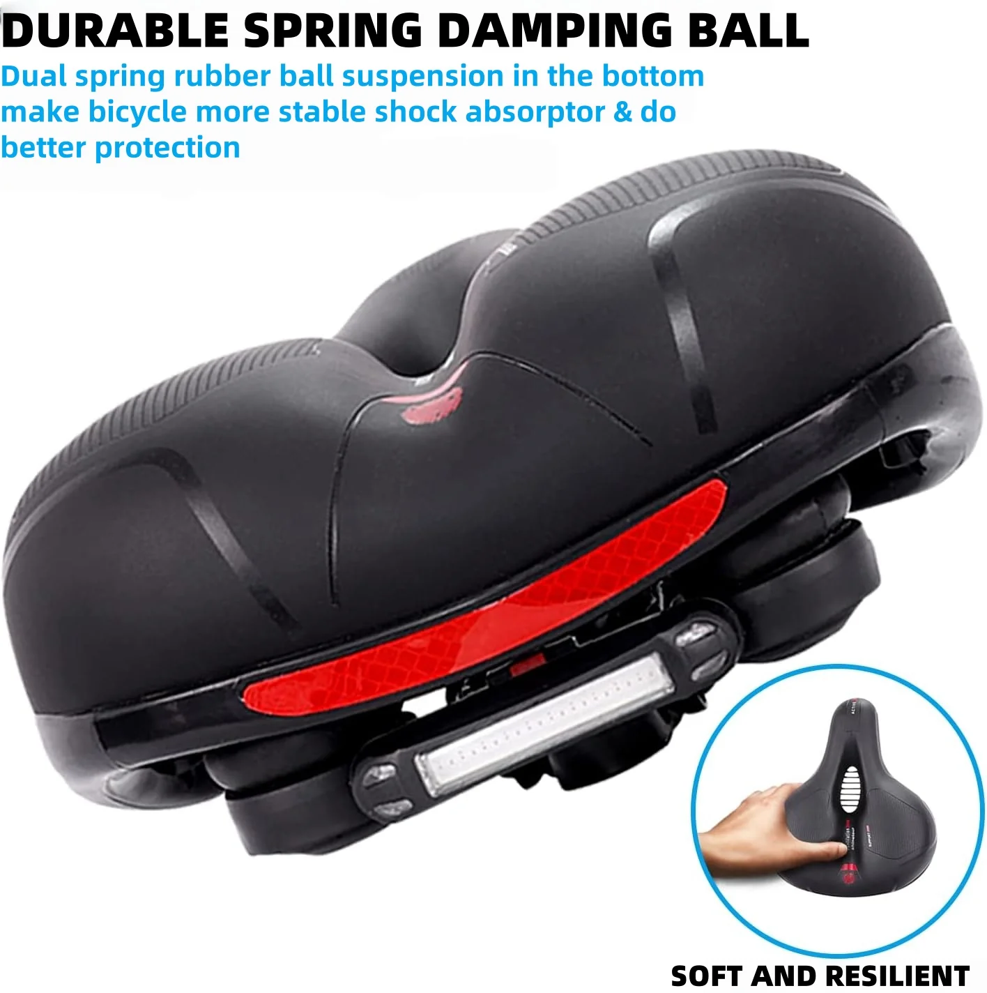 مقعد دراجة، مقعد دراجة جبلية، مقعد وسادة ناعم مريح، ملحقات معدات ركوب الدراجات، نموذج كروي ممتص للصدمات