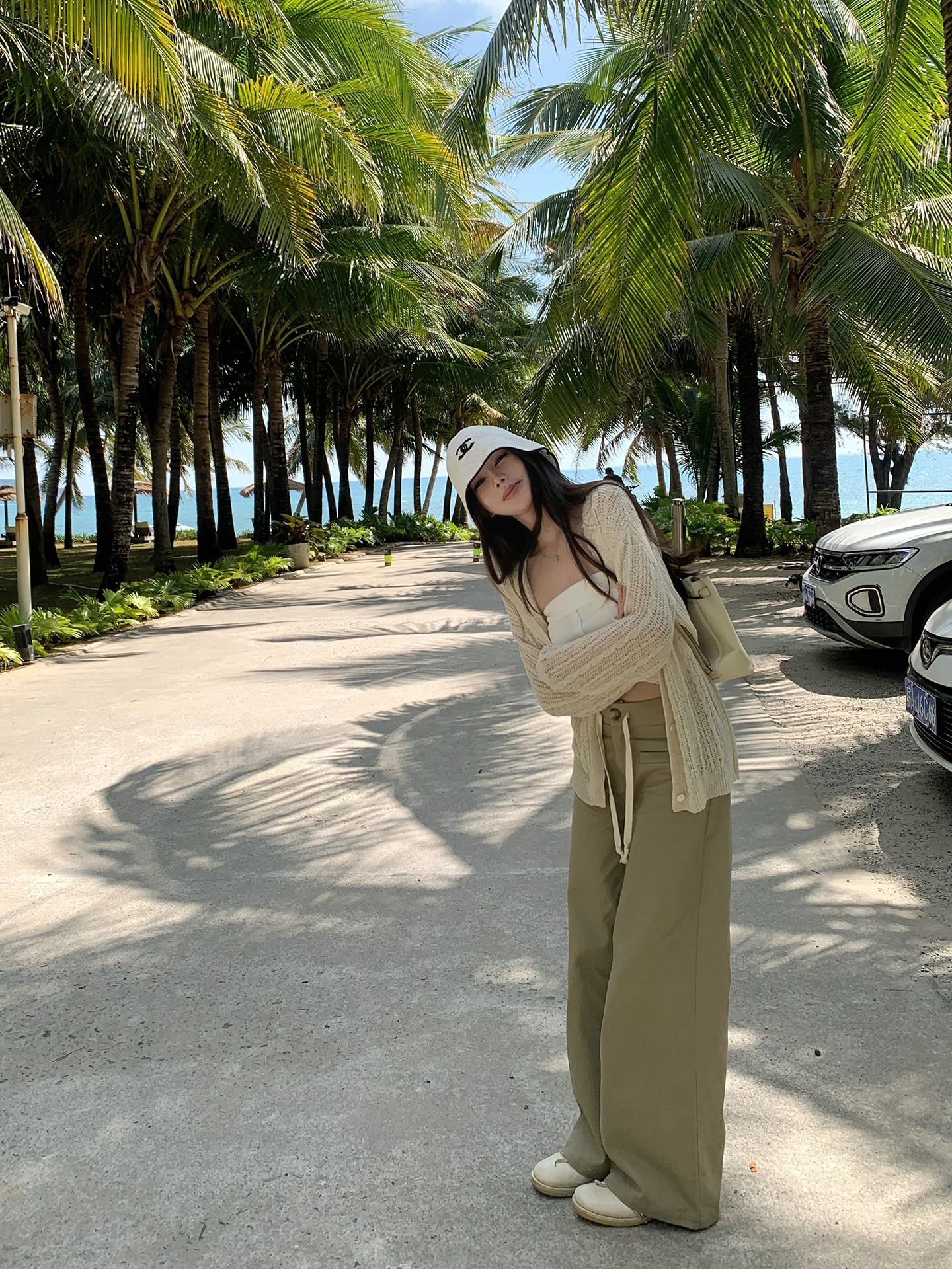 

Sister Titi Casual Trousers Women's Loose Khaki Drawstring Waist Straight Leg Long Pants Spring Season Comfortable Cotton