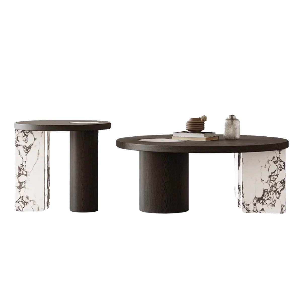 

Rock slab coffee table combination living room light luxury modern simple designer size round high and low