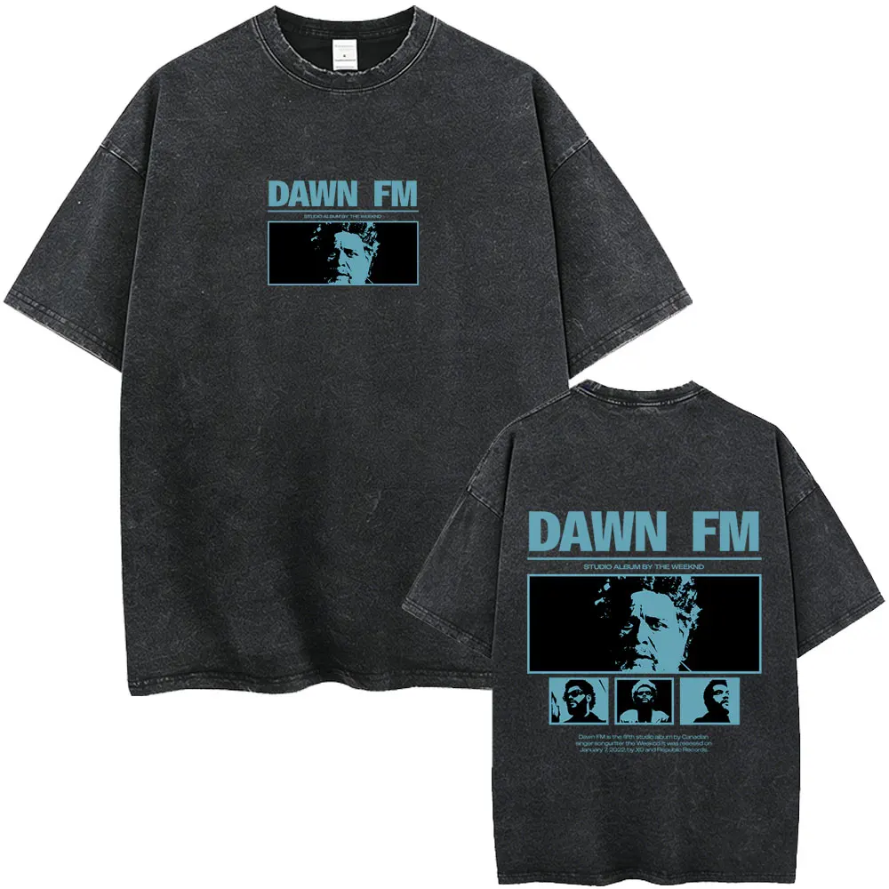 Washed Vintage Rapper The Weeknd Dawn FM Album Graphic T-shirt Men Women Hip Hop Fashion Pop Music T-shirts Male Casual T Shirts