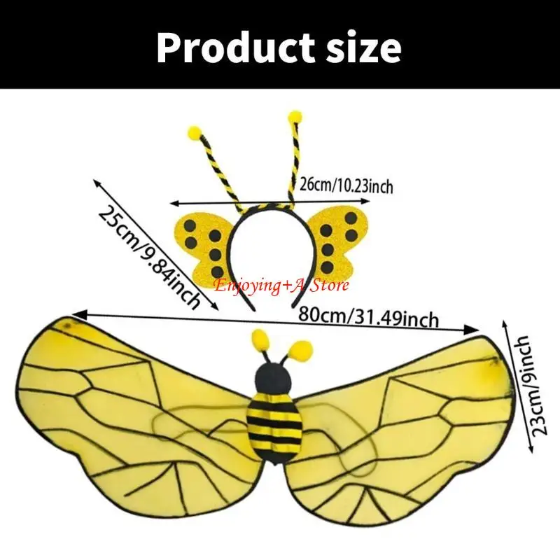 PXPB 3 Pieces Bumblebees Costume for Kids Adult Honeybee Costume Honeybee Headband for Halloween Cosplay Party Props
