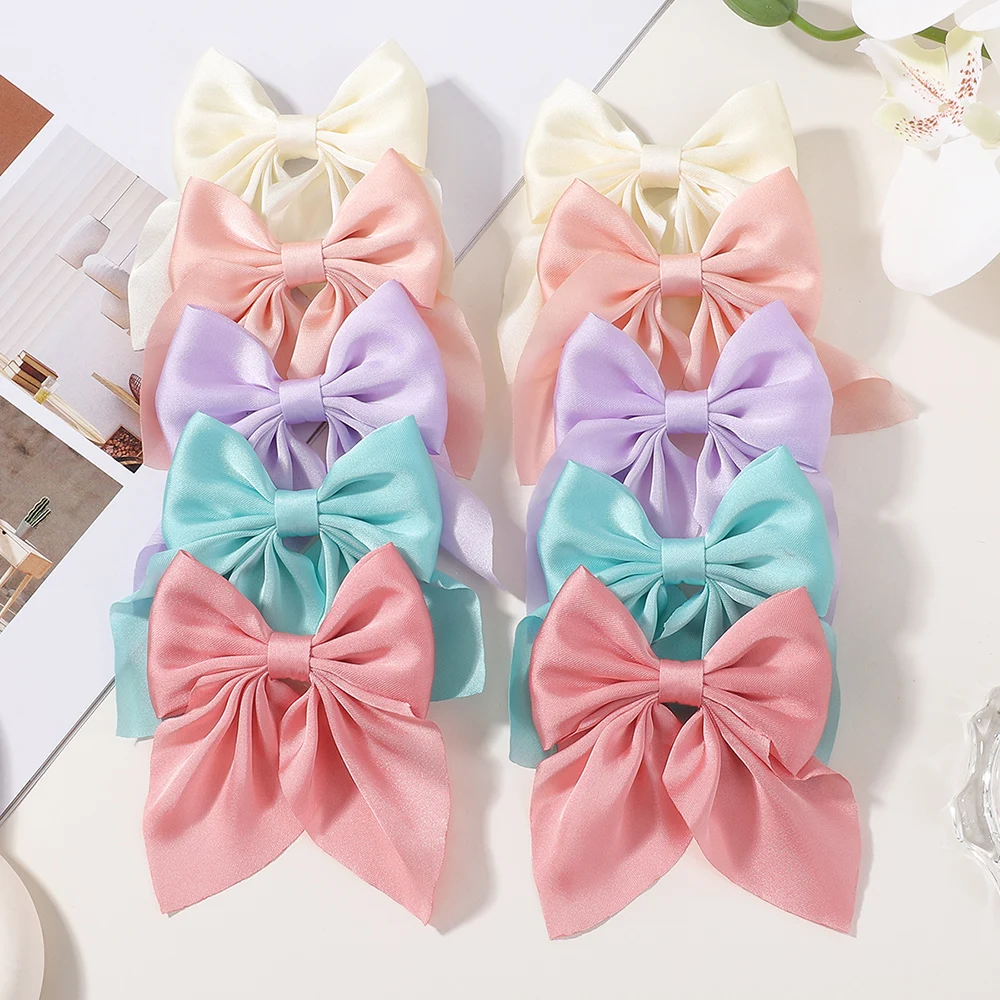 

10pcs/set 2.7'' Satin Bowknot Hair Clips for Women Girls Elegant Hairpins Butterfly Barrettes Headwear Ponytail Hair Accessories