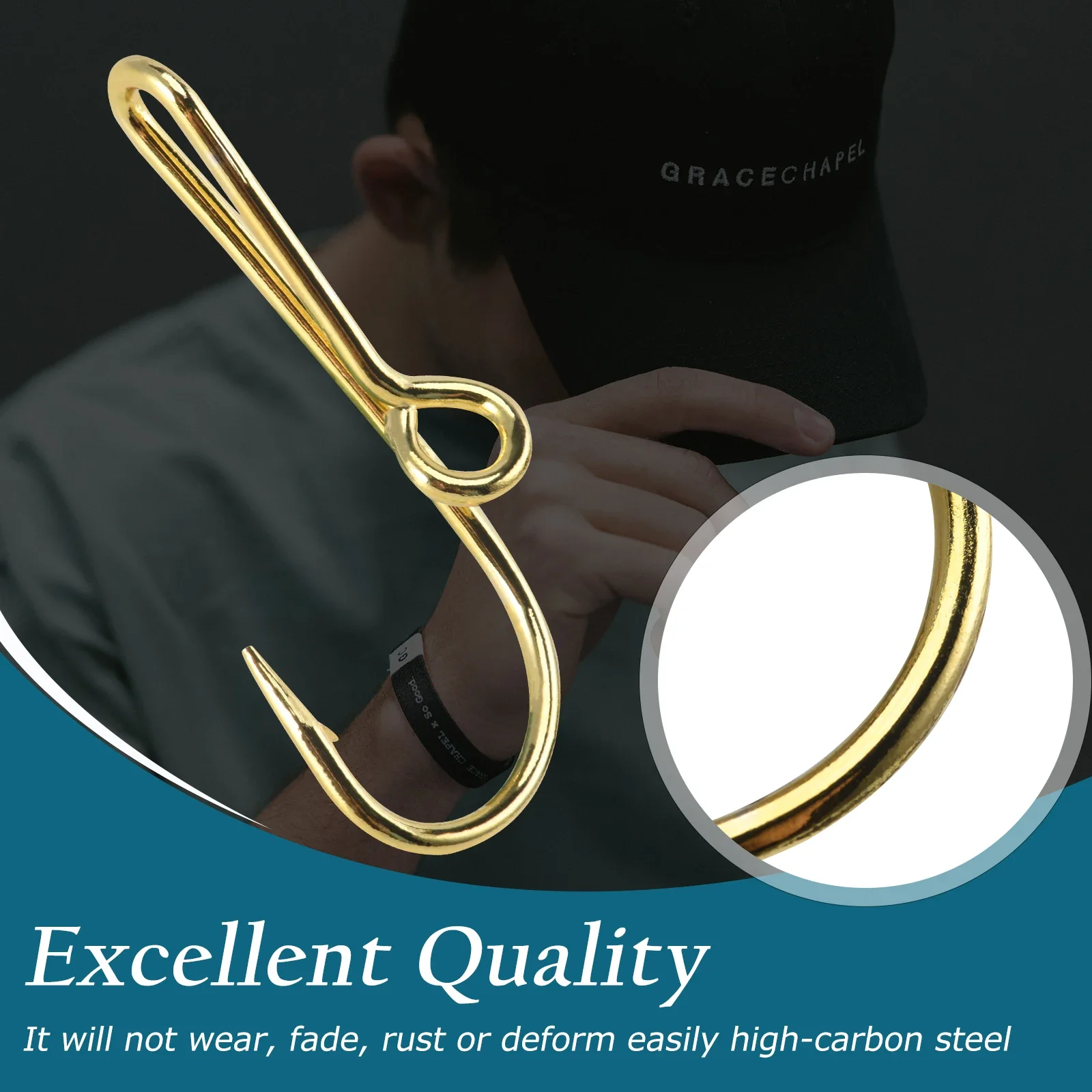 Goture 5-15pcs Fish Hooks Hat Pins for Fishing Hat Hook Clip Gold/Black High Carbon Steel Fish Hook Hat Clip for Tie Clips