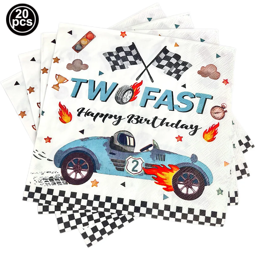 Race Car Party Tableware Plates Napkins Cup Two Fast Birthday Party Supplies Boys Racing Themed Two Years Old Party Decorations