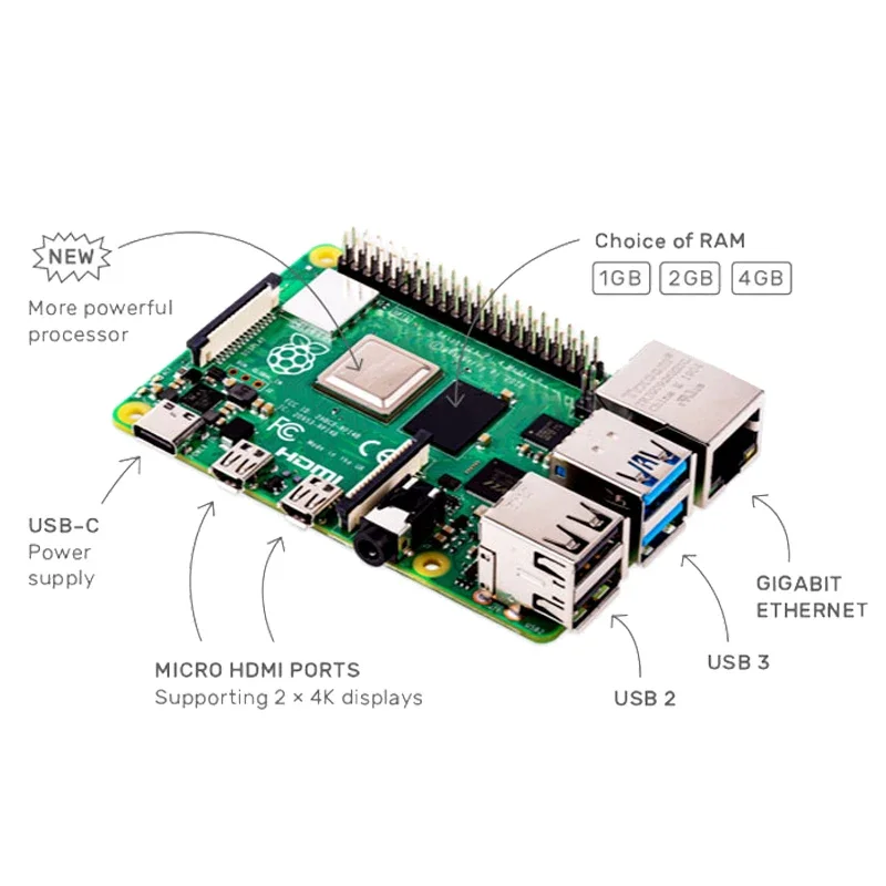 Imagem -03 - Raspberry pi Modelo b Case Ventilador Dissipadores de Calor Adaptador de Energia Opcional 32 64 gb tf Card 3.5 Display para Rpi 8g 4g 2g gb Ram