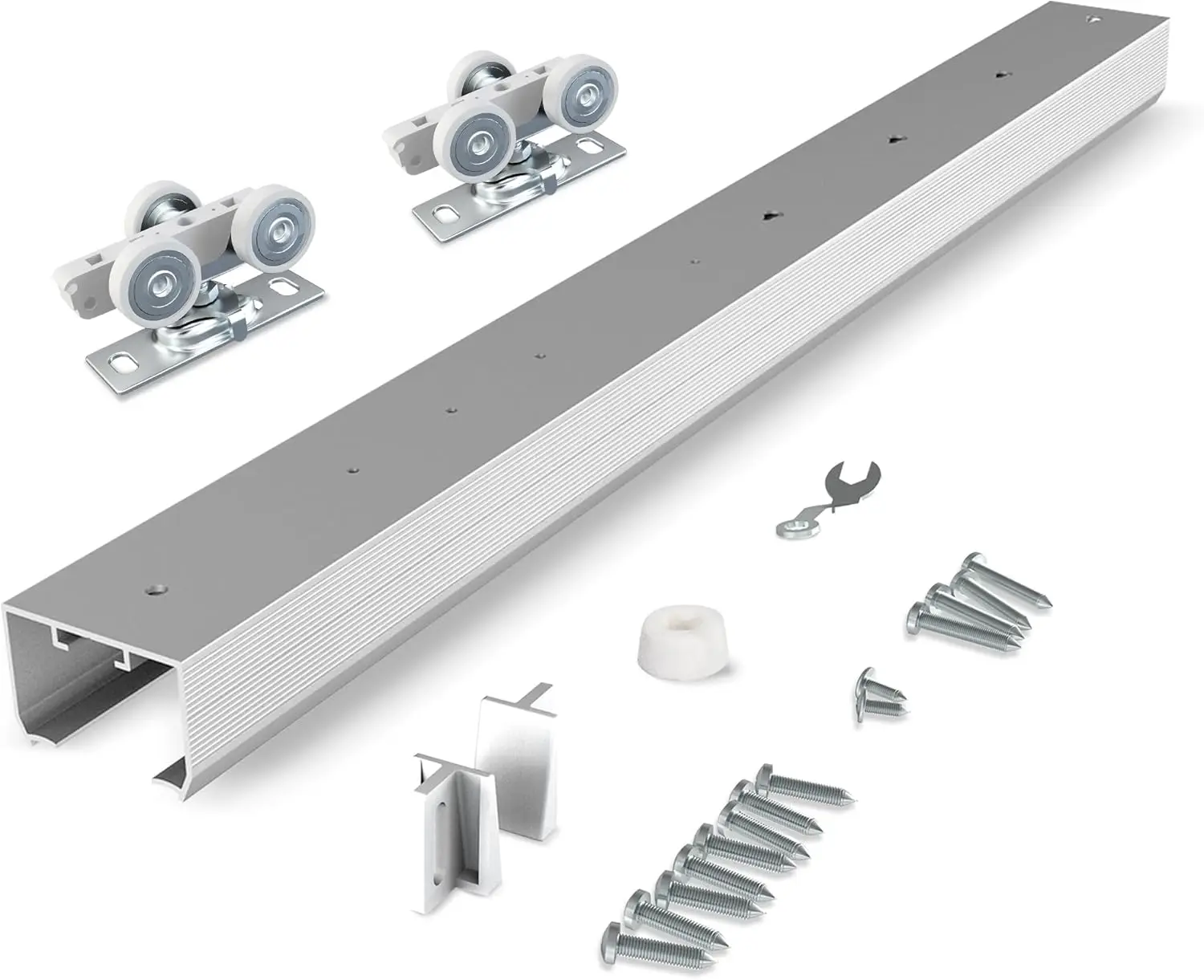 

8FT Pocket Door Kit, Pocket Door Hardware 92", Durable Pocket Door Track with White Rollers, for 24"-48" Wide Doors