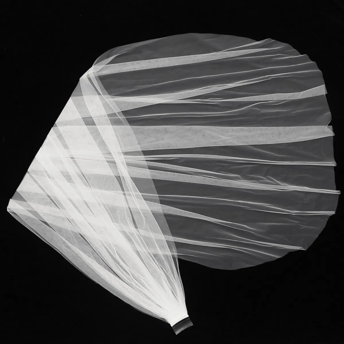 

Простая длинная элегантная однослойная свадебная фата с гребнем, бежевая, 2 метра, струящаяся, гладкая, для невесты