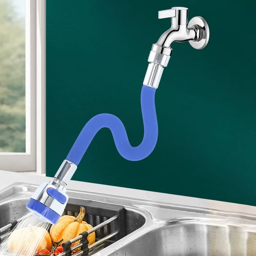 360 Degree Rotation Kitchen Tap Extension Pipe 1/4inch Universal Interface Stainless Steel Sink Faucet Silicone Hose Mixer Tap