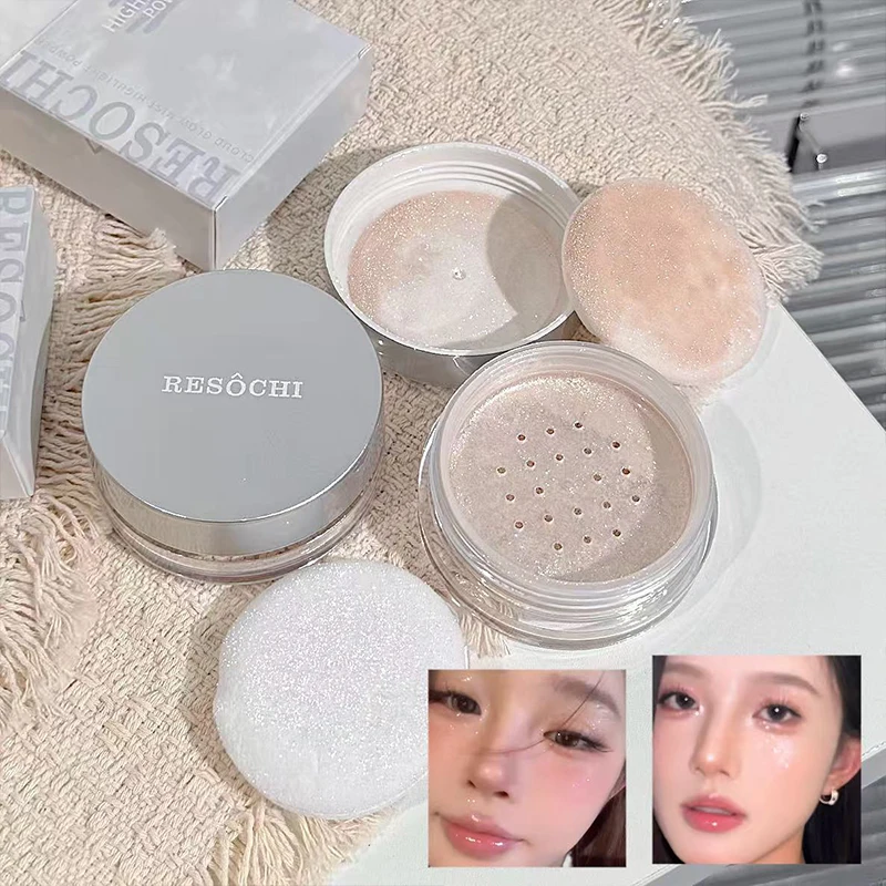 Shimmer Loose Powder Face Setting PowderMakeup Oil Control Full Coverage Translucent Styling Fixer Highlighter Powder Cosmetics