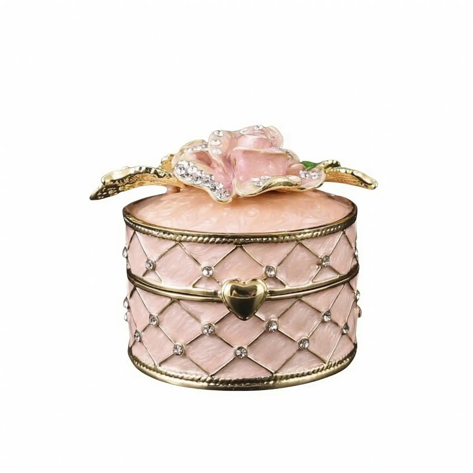 Small Decorative Jewelry Organizer Box with Raised Flower Leaf Design for Vanity Table Display Piece
