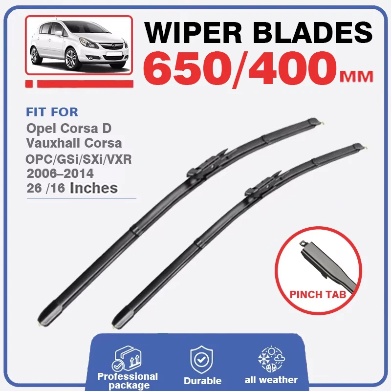 Car Front Rear Wiper Blades Set For Vauxhall Opel Corsa D 2006-2014 2008 2007 Windshield Windscreen 26