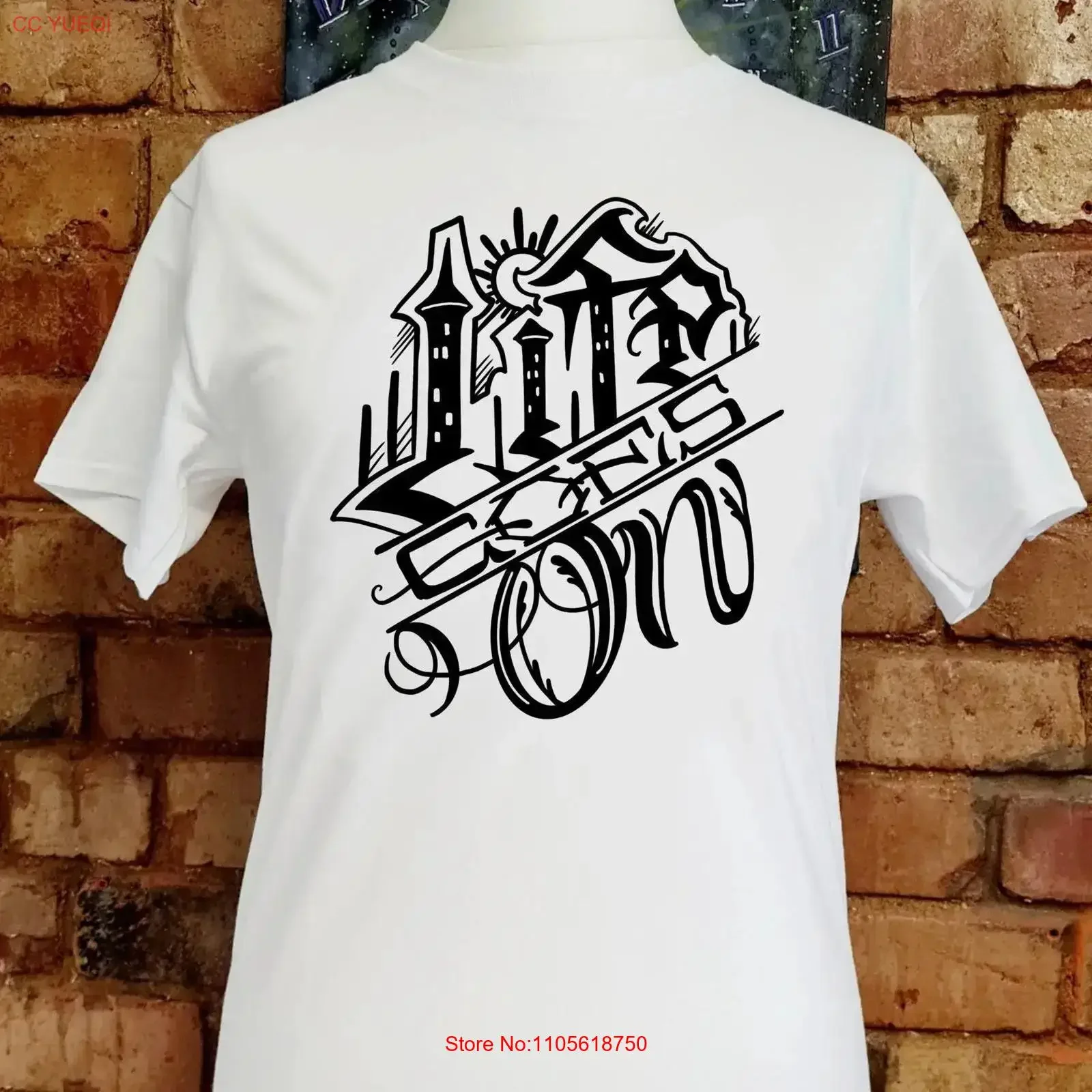 Life Goes On T Shirt Graffiti Made to order vintage Washed fashion designer clothes Casual homme streetwear Unisex Stylish