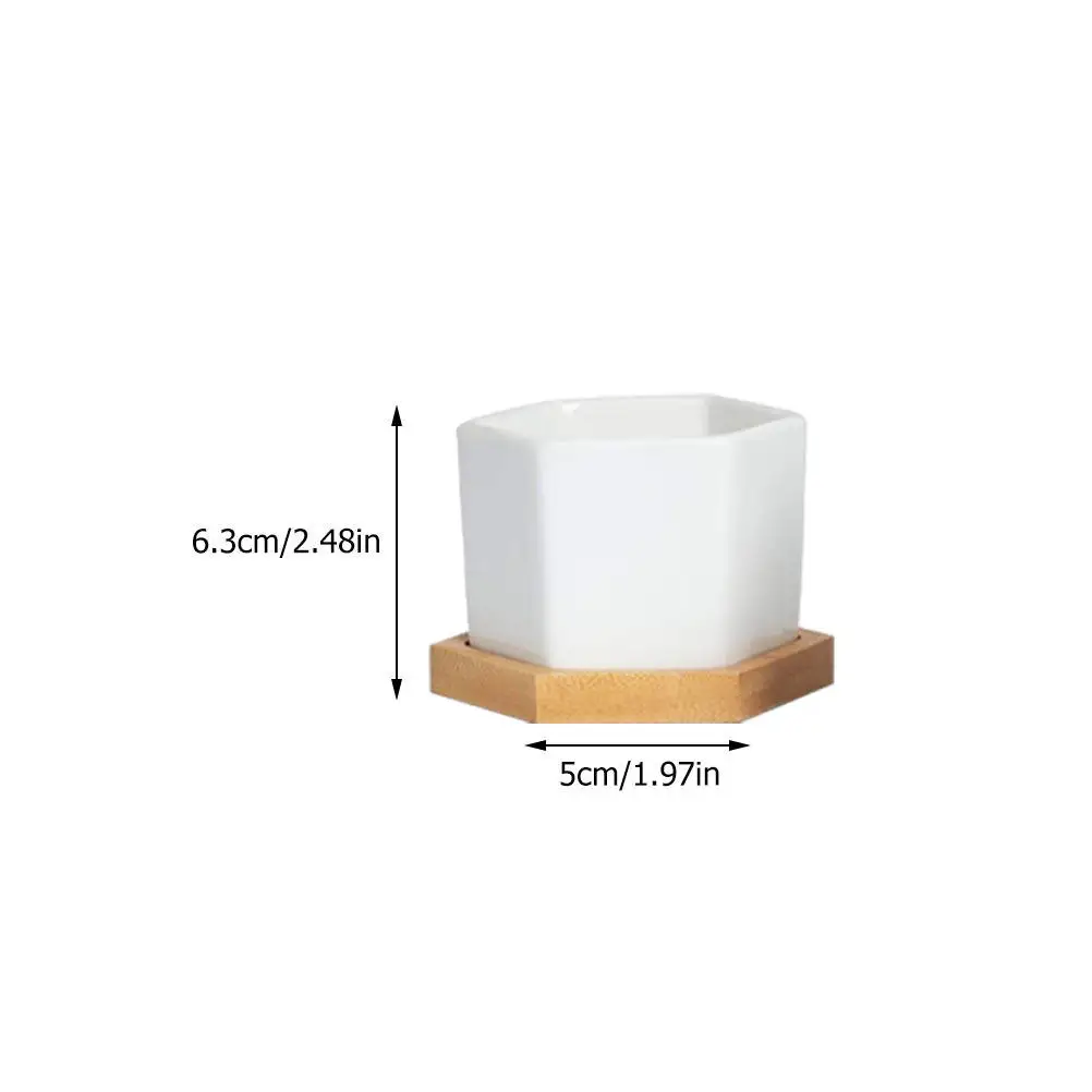 4Sets Succulent Flower Pot White Hexagon Ceramic Planters Decorative Indoor Plant Containers Home Desk Window Sill Ornaments