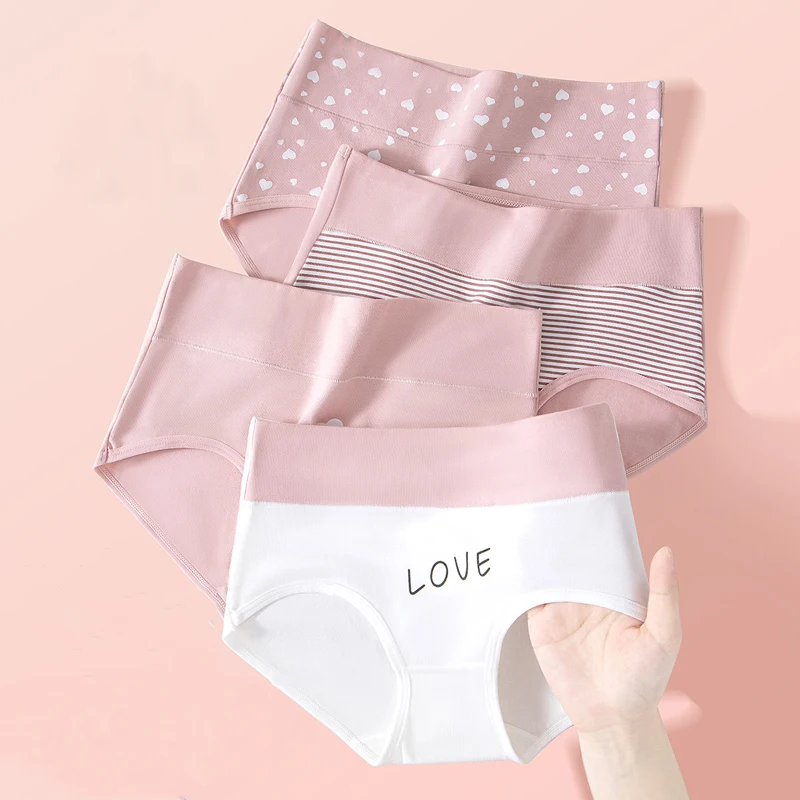 Bragas de piezas de talla grande para mujer, ropa interior adelgazante de cintura alta de algodón, sin costuras, lencería transpirable, Sexy, 4 M-5XL