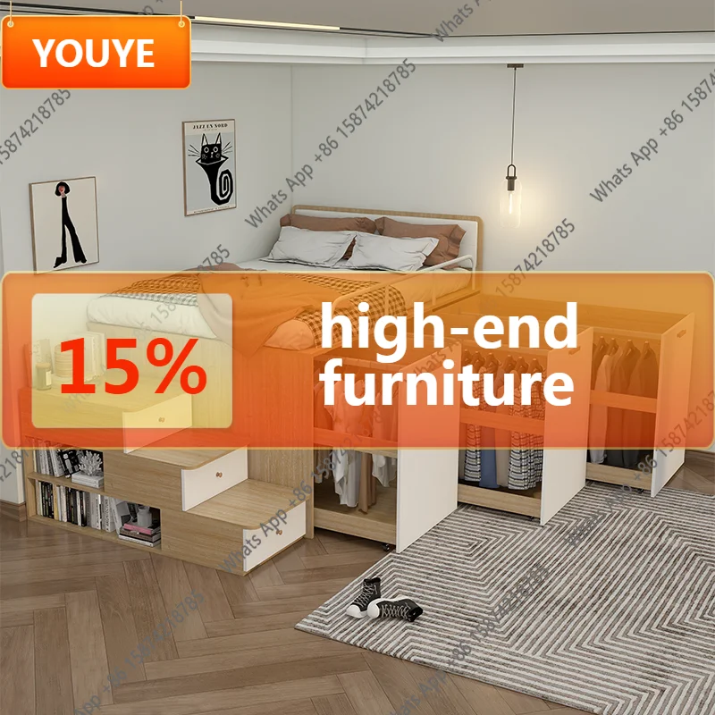 

Модульная детская полувысокая кровать-татами для малогабаритных квартир с интегрированным шкафом