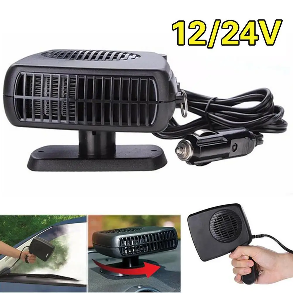 Car Heater Electric Cooling Heating Fan Windshield Defogger Defroster Demister Portable 360 Rotating Car Heater Fan 12V/24V