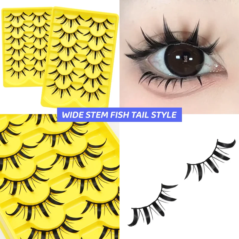 DINGSEN 6 Paar Manga-Wimpern, Cosplay, falsche Wimpern, Anime, gefälschte Wimpern, Make-up, großes Auge, Manga-Wimpern, Manhua-Streifenwimpern – Detail 7