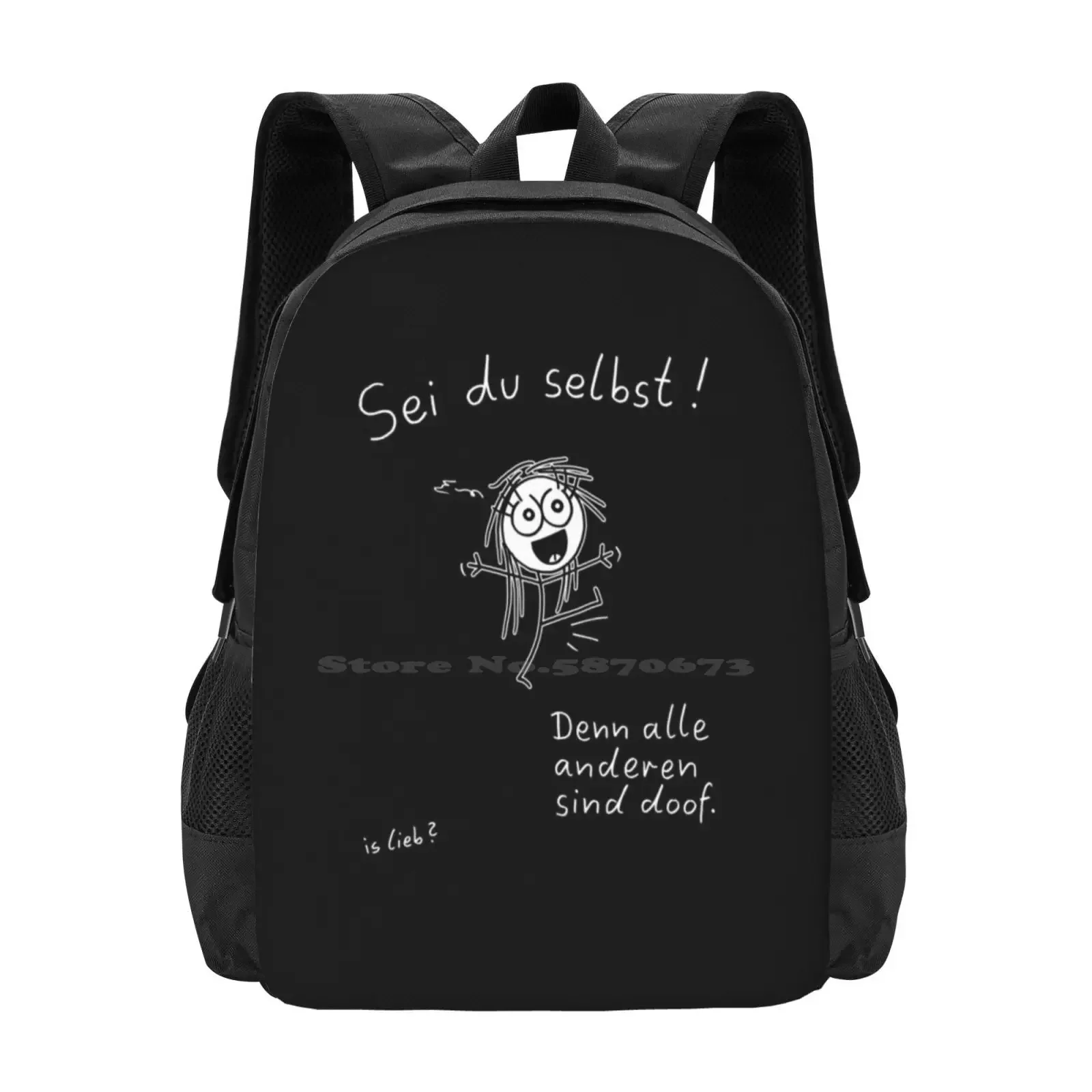 

Be Yourself! Hot Sale Schoolbag Backpack Fashion Bags Optimism Motivation Self Confidence Saying Islieb