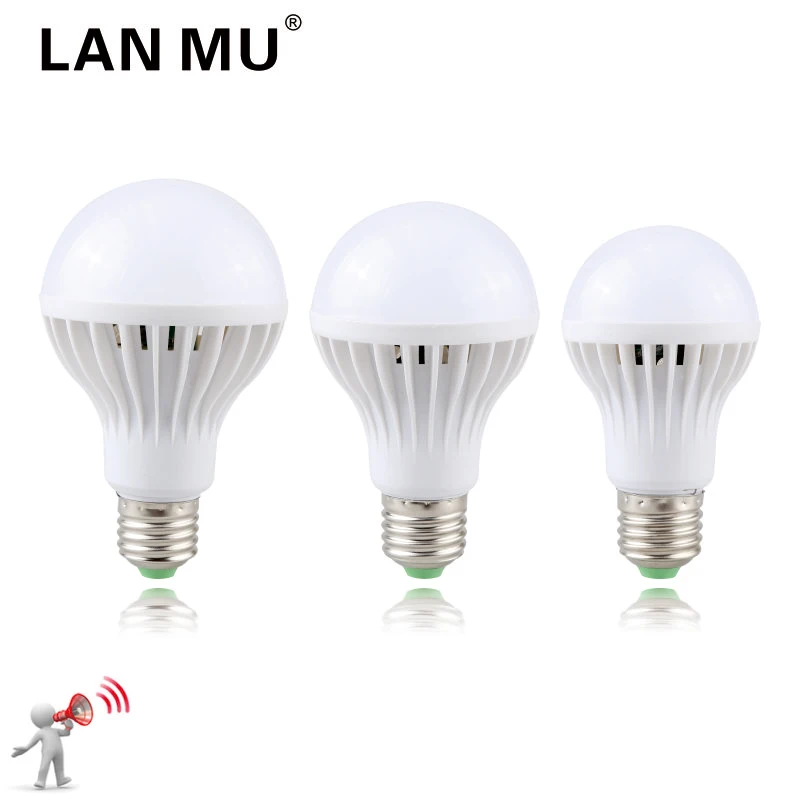 LED PIR Motion Sensor Lamp 3w 5w 220v Led Bulb 7w 9w 12w Sound+Light automatic Smart Sensor Control Led Light