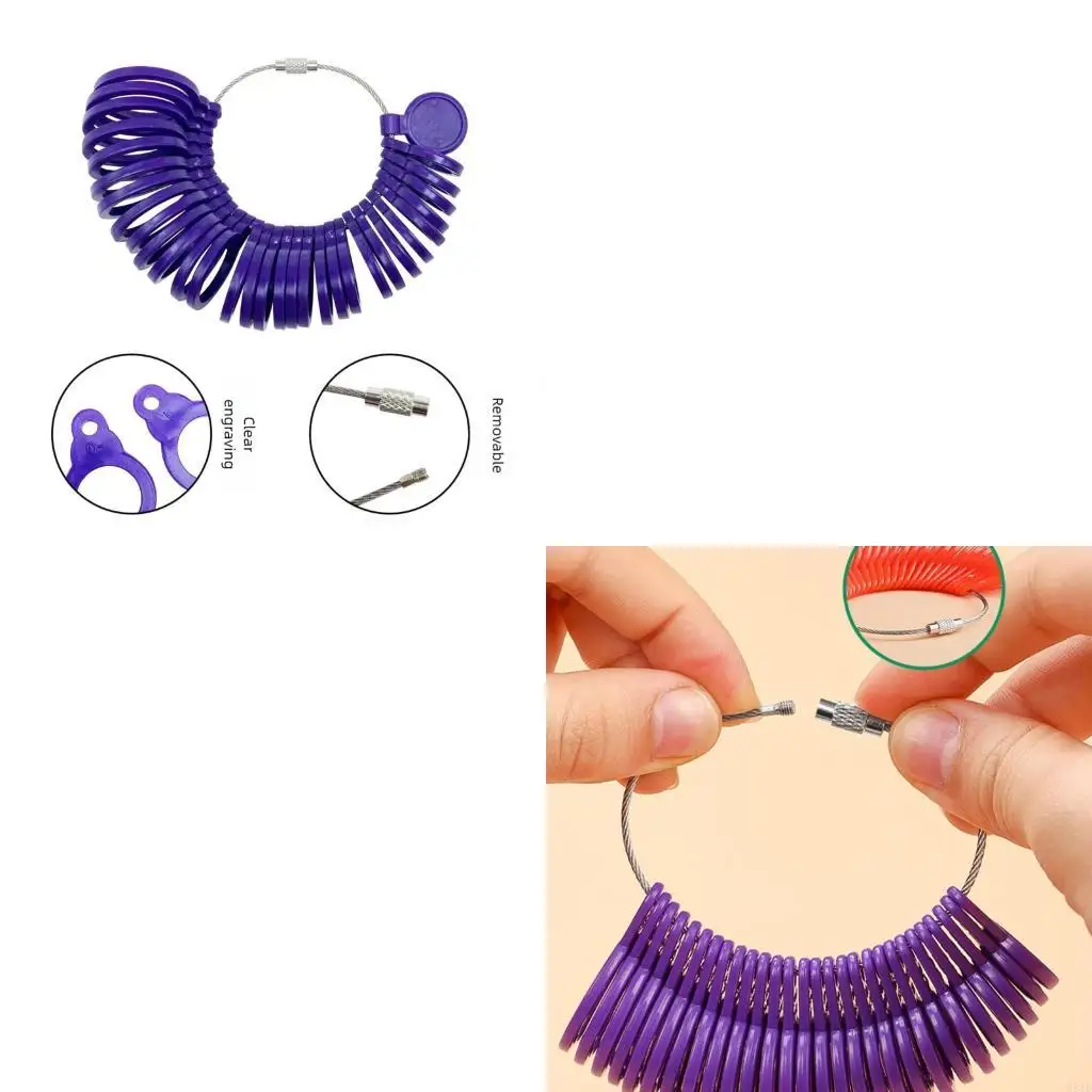 精密リング測定ツール ジュエリーサイジング用 5鮮やかなカラー コンパクトプラスチックテクスチャフィンガーゲージ レトロアクセサリー