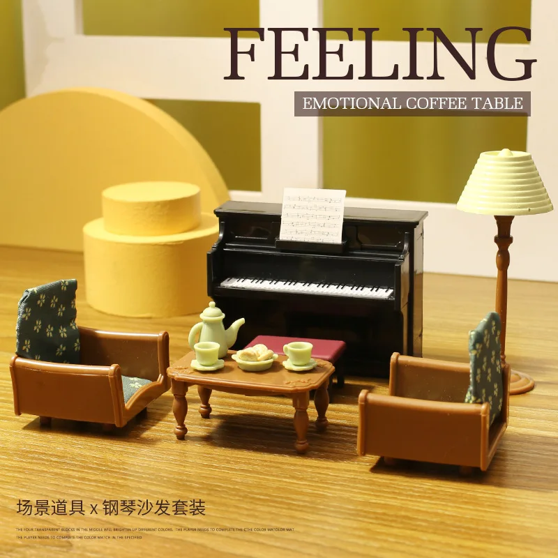 Dolls House Accessories Simulation Piano Sofa Living Room Miniature Scene Decor Ornaments Furniture Model Kids Play House Toys