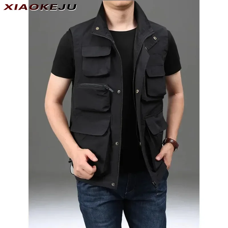 

Denim Clothing Multi-pocket Luxury Vest to Sleeveless Jacket Parka Men's Man Safety Vests Custom Work Made Waterproof Tactical