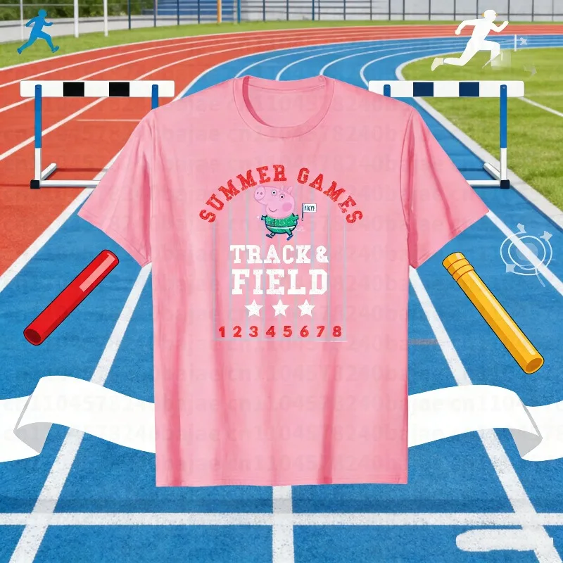 

Футболка с принтом «Свинка Пеппа» (2025-26), 100% хлопок, летняя коллекция, бренд Hasbro, для детей и унисекс, дышащая, свободного кроя, повседневная