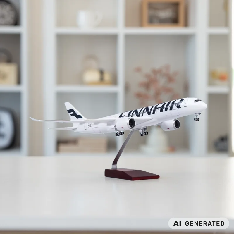 47cm Airbus A350 Finnair Airplane Models Resin 1/142 Scale Model Aircraft Diecast With Wheels Stable Base For Adults Collection