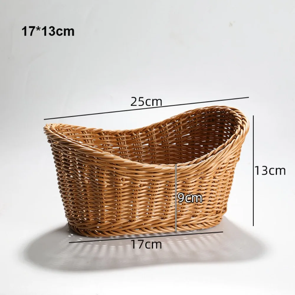 Cestas de servir de mimbre de ratán tejidas a mano, 10 estilos, con drenaje, soporte para palillos, tenedores y cucharas, cesta de ratán para el hogar