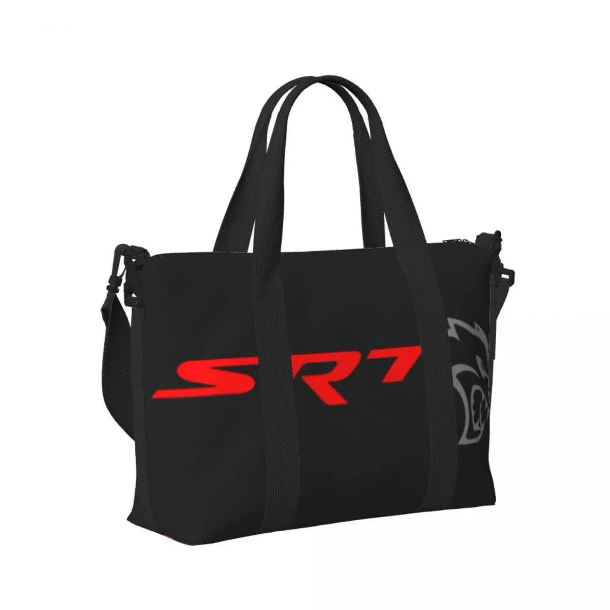 

Custom SRT Hellcat Demon Dodge Challenger Car Racing Beach Travel Bag Tote Bags for Gym Sport Women Shopping Duffle Shoulder Bag