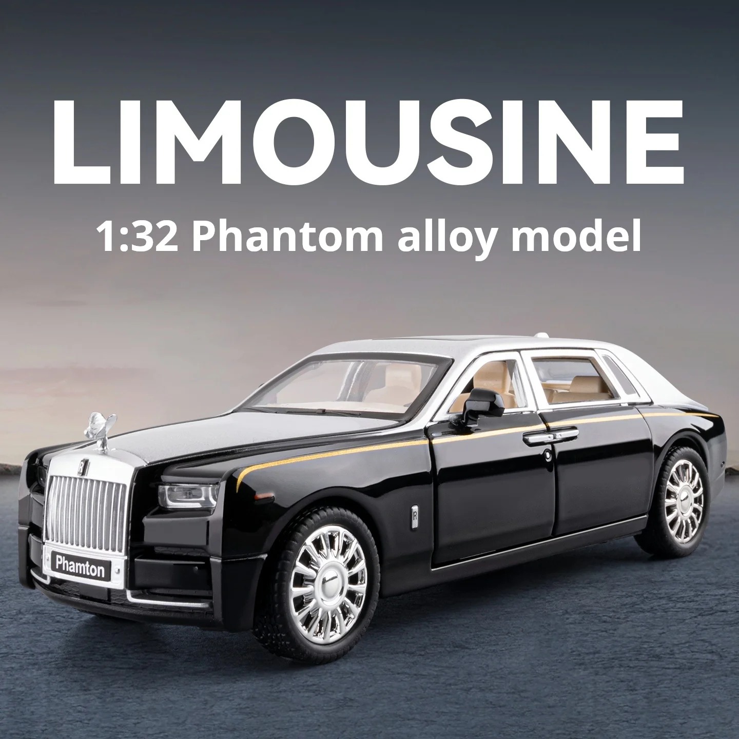 

1:32 Rolls Phantom Luxury Sedan Exquisite Simulation Alloy Diecast Model Light & Sound Collectible Decoration Boys Gift
