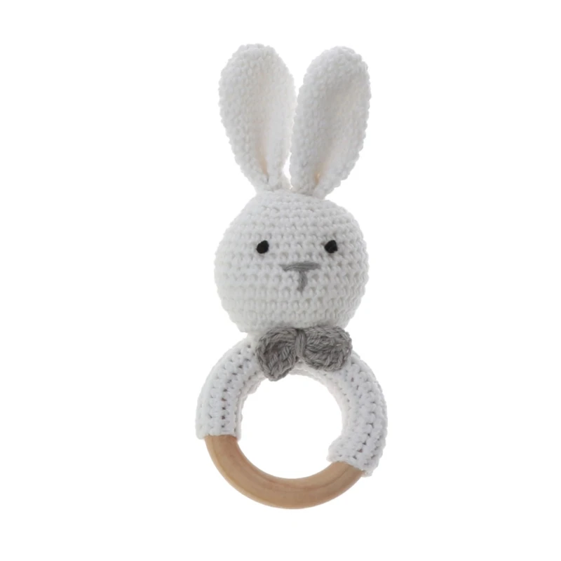 

Knitted Bunny Shape Infant Wooden Circle er BPA Free Wooden Nursing Pacifier Clip Wooden